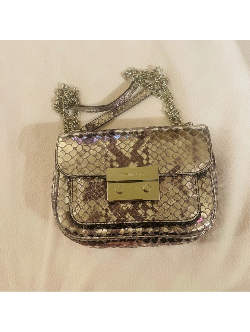 Michael Kors Small Crossbody Bag in Metallic Snakeskin Pattern